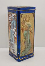 Churchill's Biscuit Tin Four Seasons Alphonse Mucha Design Art Nouveau Rare VGC