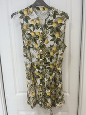 Mylene Klass Lemon Print Linen Blend Dress/Long Top. Size 16. VGC 
