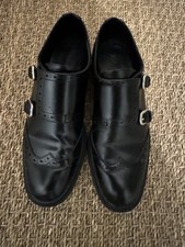 Womans Zara Black Double Buckle Flat Loafers Size-6
