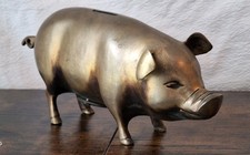 Large vintage brass piggy