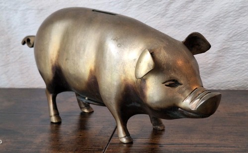 Large vintage brass - , piggy