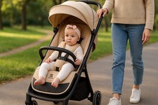 Baby Pushchair Pram Stroller Lightweight Travel Buggy All Year Round 22 kg Beige