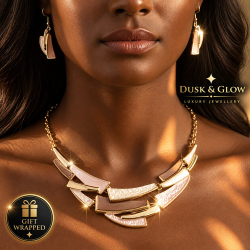 Luxury pink gold jewelry set - gold,