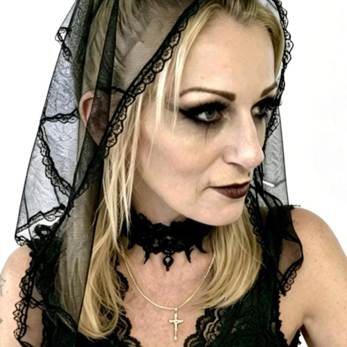 Black net lace - black, &