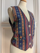 Rhonda Stark Southwestern Navajo Patterned Waistcoat Vest Size S Made in USA 