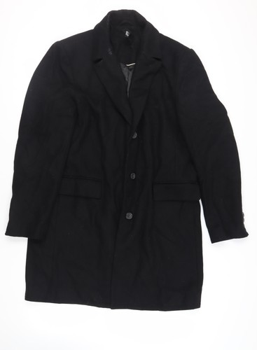 Topman mens black overcoat - mens,