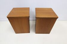 Pair Of Vintage Teak Ottomans Linen Blanket Storage Boxes - Nathan G Plan Era