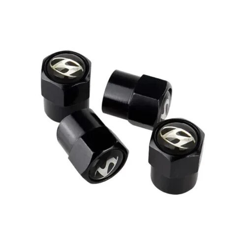 Hyundai black metal tire valve - black,