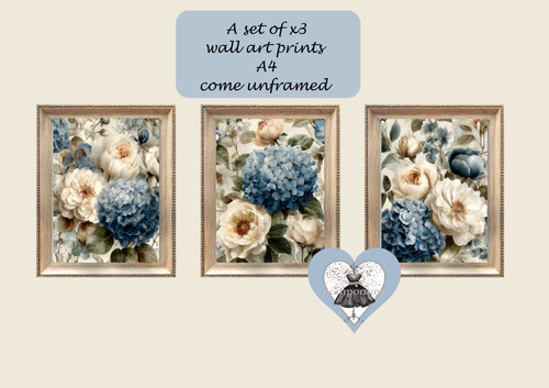 Blue hydrangea prints - blue, romantic