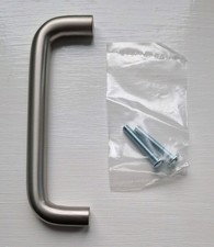 2x D Shape Pull Bar Handle Round Bolt Through Satin Stainless Steel 116mm x 32mm