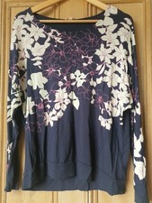 QVC Ladies Phase Eight Navy Scoop Neck Bat Wing Sleeved Top Size 14 Navy USED