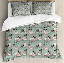Pug Duvet Cover Set Sitting