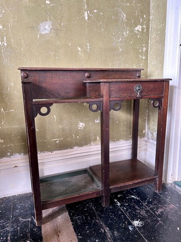 Antique arts crafts oak hall - arts,