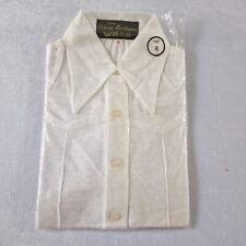 Vintage Girls Dagger Collar Shirt -7-8 Yrs- White Acrylic Deadstock 70s KB08