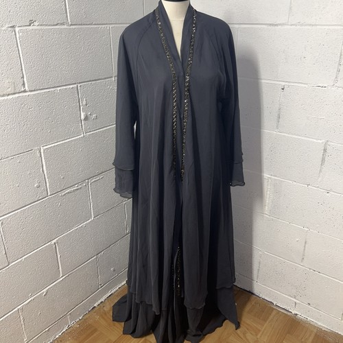 Grey chiffon abaya dress - chiffon,