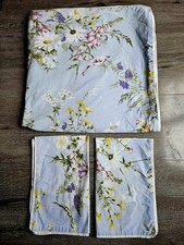 MARKS & SPENCER Blue Reversible King Duvet Cover 2 x Pillowcase  100% Cotton