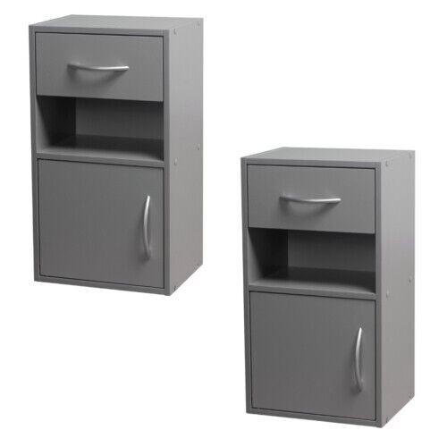 Grey wooden bedside cabinet - wooden,