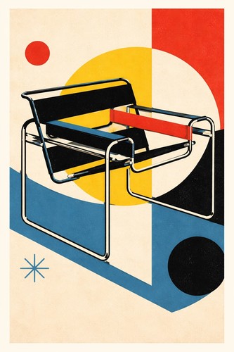Retro bauhaus chair art poster - bauhaus,