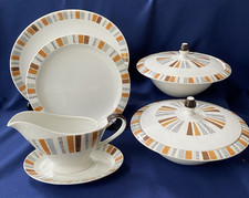 Burleigh Ware Edinburgh Dining Set of 2 Tureens Gravy Boat Platter Plate Retro