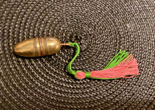 brass bullet etui sewing case with solid silver thimble