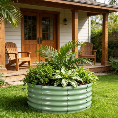 Galvanised steel raised garden - galvanised,