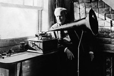 Thomas Edison With His First