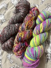 Job Lot Of Hand-spun Yarn For Knitting Crochet Wool Locks Silk ￼