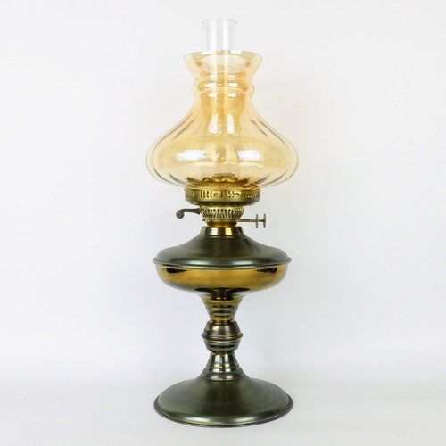 Large vintage brass oil lamp - vintage,
