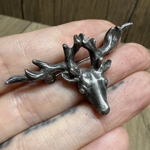 Vintage stag head brooch - vintage,
