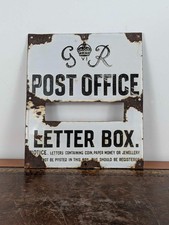 George VI Post Office Ludlow letter box enamelled steel front plate, 1930s