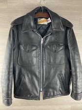 Schott NYC Perfecto Leather Police Jacket Size 44 Black Vintage Made USA