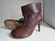 HARLOT DESIGNER UK 4 EU 37 WOMENS BROWN LEATHER HIGH HEELS ANKLE BOOTS