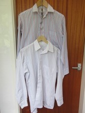 Two Viyella Long Sleeved White Shirts with Colourful Stripes, Size 15.5"