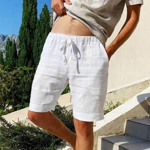 Mens cotton linen shorts - mens,