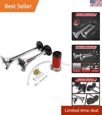 150DB Chrome Dual Trumpet Air Horn for Cars & Motorcycles – 12V Powerful Sound