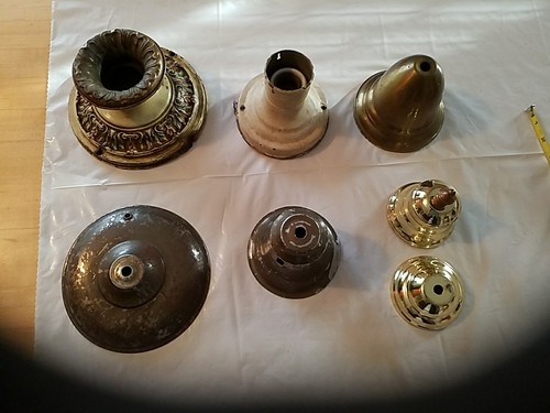 Vintage lamp parts lot - lamp, metal