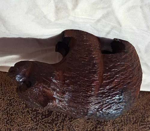 Hand carved wooden bear - carved,