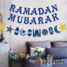 2X Eid Mubarak Ramadan Kareem Banner Decor Bunting Garlands Islamic Party Decor