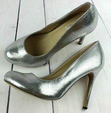 WOMENS SILVER COURT SHOES STILETTO HIGH HEEL WEDDING PARTY PROM PUMPS SIZE UK 5