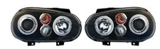 Black Angel Eye Projector Headlights Lighting Lamp For VW Golf Mk4 97-04