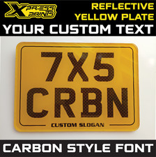 7X5 Carbon Show Plate Any Text or Number Novelty Motorcycle Motorbike REFLECTIVE
