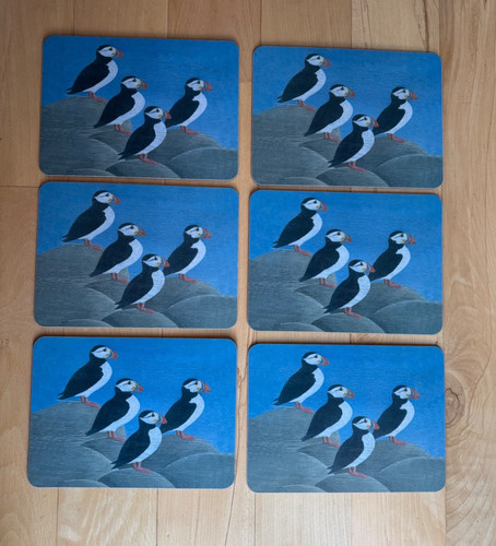 Puffins set of 6 placemats - 6,