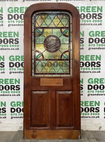Arched stained glass door - arched,