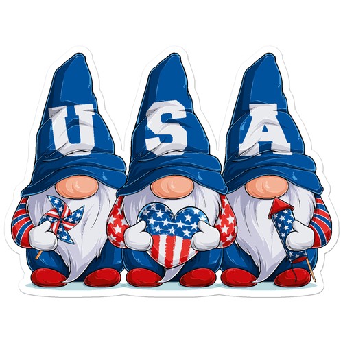 Usa garden gnomes vinyl - usa,