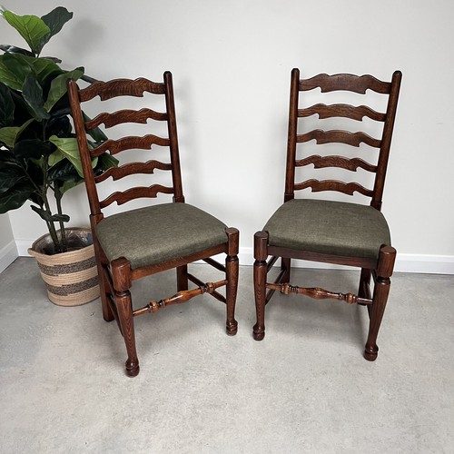 Pair vintage oak wavy line - of,
