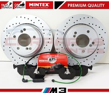 FOR BMW M3 E46 3.2 REAR PERFORMANCE DRILLED BRAKE DISCS MINTEX PADS WIRE SENSOR