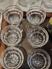 Vintage Set Of 6 Jacobean Desert Bowls In Clear Glass 8.5cm High 9cm Across Rim
