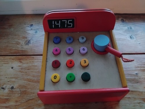 Wooden toy shop cash register - wooden,