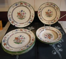 COPELAND SPODE CHINESE ROSE 6 DINNER PLATES 4 SOUP PLATES OLD BACKSTAMP