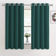 Eyelet Dark Green Christmas Curtains - Thermal Insulated Super Soft 46 x 54-inch
